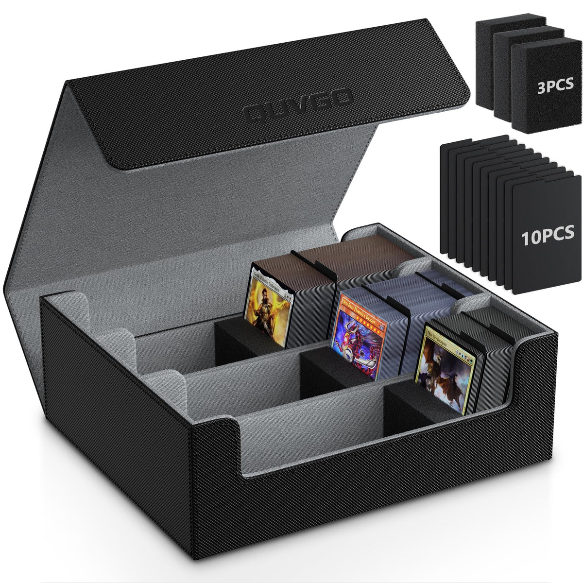 QUVGO Trading Card Storage Box for 1800+, Leather Storage Box with