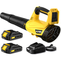 LWQ Leaf Blower, Electric Cordless Leaf Blower with 2 Batteries and Charger, 2 Speed Mode, Lightweight Leaf Blowers for Blowing Leaves, Snow, Patio Cleaning, Lawn Care , Dust, Weeds and Small Send