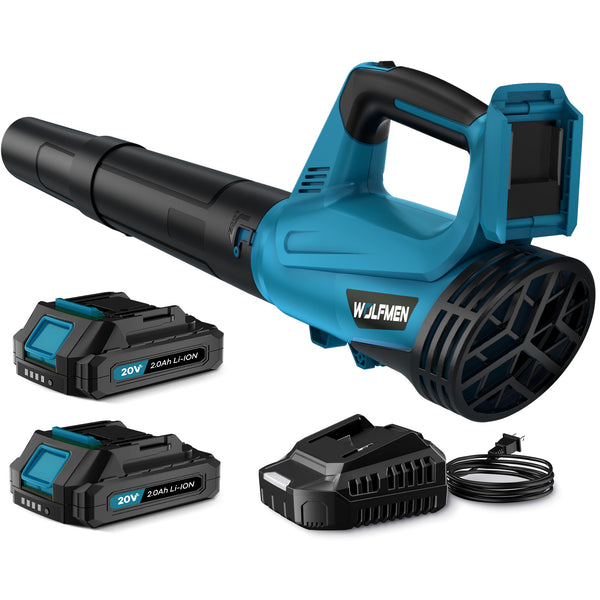 LWQ Leaf Blower, Electric Cordless Leaf Blower with 2 Batteries and Charger, 2 Speed Mode, Lightweight Leaf Blowers for Blowing Leaves, Patio Cleaning, Lawn Care and Dust