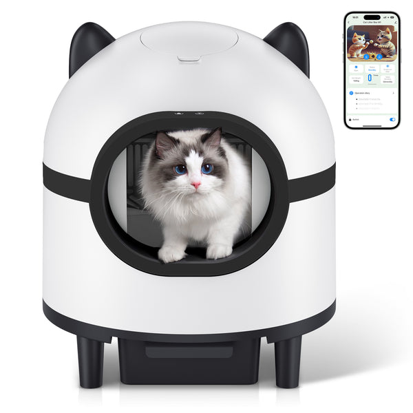 Self-cleaning cat litter box for multiple cats, smart automatic cat litter box with Wifi APP control, 68L large capacity(Black)