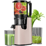 DARKIRON Cold Press Juicer, Masticating Juicer with 5.8" Wide Feed Chute, 350w Slow Juicer Machines Fit Whole Vegetables and Fruits,Juice Extractor Machine with High Juice Yield, Easy to Clean (Pink)