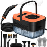 WSRYYCC Steam Cleaner, Portable Steamer for Cleaning with 16pcs Accessories, 6-Level Adjustable, 15s Heat-Up, Handheld Steam Cleaner for Home for Tile, Grease, Dirt, Grout, Car Detailing, Orange