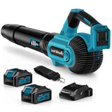 DARKIRON Leaf Blower Cordless,2 x 5.2 Ah Batteries & Charger, Up to 650CFM/280MPH, 3 Variable Speed,Powerful Leaf Blower for Blowing Leaves, Lawn Care, Yard, Dust and Snow (Blue)