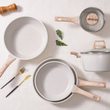 SODAY Pots and Pans Set Non Stick, 12Pcs White Granite Induction Cookware