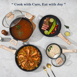 SODAY 12 Pcs Pots and Pans Set Non Stick, Cookware Sets Black Granite Induction Cookware, Non-toxic Healthy Nonstick Kitchen Cooking Set with Frying Pans Set, Saucepans (PFAS/ PFOA/ PFOS Free)