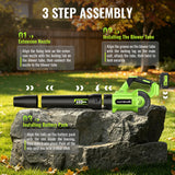 DARKIRON Leaf Blower Cordless,2 x 5.2 Ah Batteries & Charger, Up to 650CFM/280MPH, 3 Variable Speed, Powerful Leaf Blower for Blowing Leaves, Lawn Care, Dust and Snow (Green)