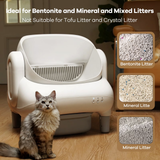 DOJOAO Self Cleaning Litter Box, 95 L Automatic Cat Litter Box Self Cleaning for Multiple Cats, with Safety Protection, App Control,1 Roll Garbage Bags,White