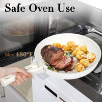SODAY 5PCS Pot & Pans Set, Non-Stick Kitchen Cookware Set, Compatible with All Cooktops & RVs, Double Locking Detachable Handle - White