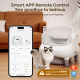 DOJOAO Self Cleaning Litter Box, 95 L Automatic Cat Litter Box Self Cleaning for Multiple Cats, with Safety Protection, App Control,1 Roll Garbage Bags,White