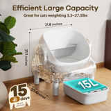 DOJOAO Self Cleaning Litter Box, 95 L Automatic Cat Litter Box Self Cleaning for Multiple Cats, with Safety Protection, App Control,1 Roll Garbage Bags,White