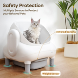 DOJOAO Self Cleaning Litter Box, 95 L Automatic Cat Litter Box Self Cleaning for Multiple Cats, with Safety Protection, App Control,1 Roll Garbage Bags,White