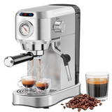 SUDILO 20 Bar Espresso Machine with Steam Milk Frother, Compact Professional for Home Office & Small Spaces, Stainless Steel, 34oz Removable Tank, Makes Latte Cappuccino, Silver