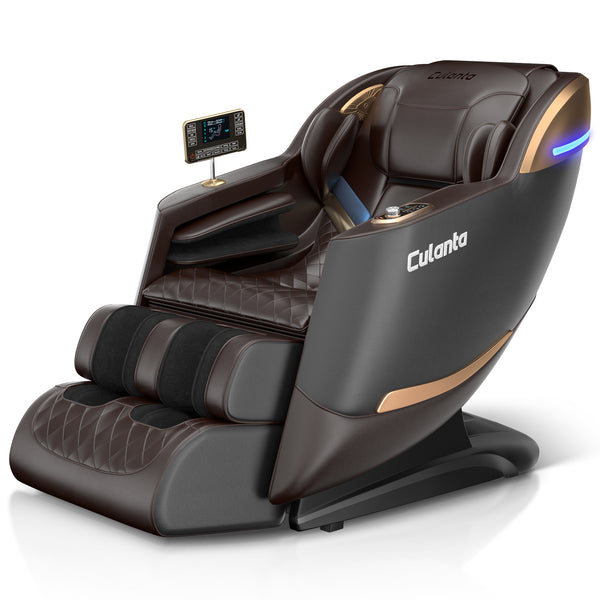 Culanta Massage Chair Full Body, Zero Gravity SL-Track Shiatsu Massage Recliner Chair with Heat, Body Scan, Airbags, Foot Rollers, Deep Yoga Stretch (Brown)