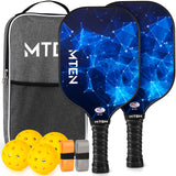 MTEN Pickleball Paddles Set of 2, USAPA Approved Fiberglass Surface Pickleball Set with 2 Pickleball Rackets, Pickle Ball Paddle Set for Beginners & Pros