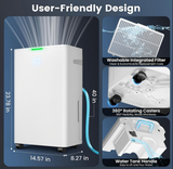 DARKIRON Dehumidifier for Home, MAX 80 Pint, 4500 Sq.Ft with Drain Hose, Humidity Control and Auto Shut-off, Quiet Smart Compressor for Home, Garage and Large Rooms