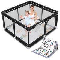 kmaier Baby Playpen with Anti-Slip Mat for Indoor and Outdoor Playard Kids Activity Center with Gate, Portable Baby Fence Area for Babies and Toddlers, Black