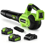 DARKIRON Leaf Blower Cordless,2 x 5.2 Ah Batteries & Charger, Up to 650CFM/280MPH, 3 Variable Speed, Powerful Leaf Blower for Blowing Leaves, Lawn Care, Dust and Snow (Green)