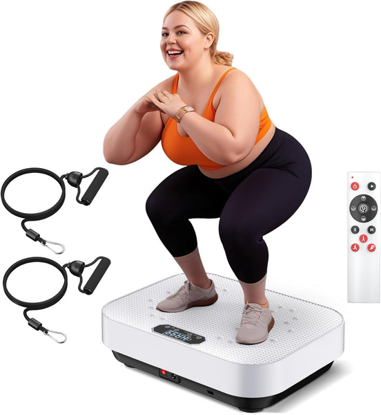 Vibration Plate Exercise Machine, 2025 Upgraded Fitness Vibrating Lymphatic Drainage Full Body Workout Shaker for Weight Loss, Featuring a 330 Lbs Capacity Vibrate Fitness Platform with 8 Modes