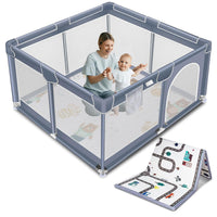 kmaier Baby Playpen with Anti-Slip Mat for Indoor and Outdoor Playard Kids Activity Center with Gate, Portable Baby Fence Area for Babies and Toddlers,Gray