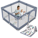 kmaier Baby Playpen with Anti-Slip Mat for Indoor and Outdoor Playard Kids Activity Center with Gate, Portable Baby Fence Area for Babies and Toddlers,Gray