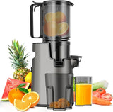 Aumpkin Cold Press Juicer, Masticating Juicer with 5.4" Wide Feed Chute, 350w Slow Juicer Machines Fit Whole Vegetables and Fruits,Juice Extractor Machine with High Juice Yield (Iron Gray)