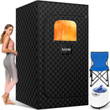 X-Vcak Upgraded Portable Sauna for Home，Relaxation, Steam Sauna for Home with Steamer, Remote Control, Folding Chair, 9 Levels