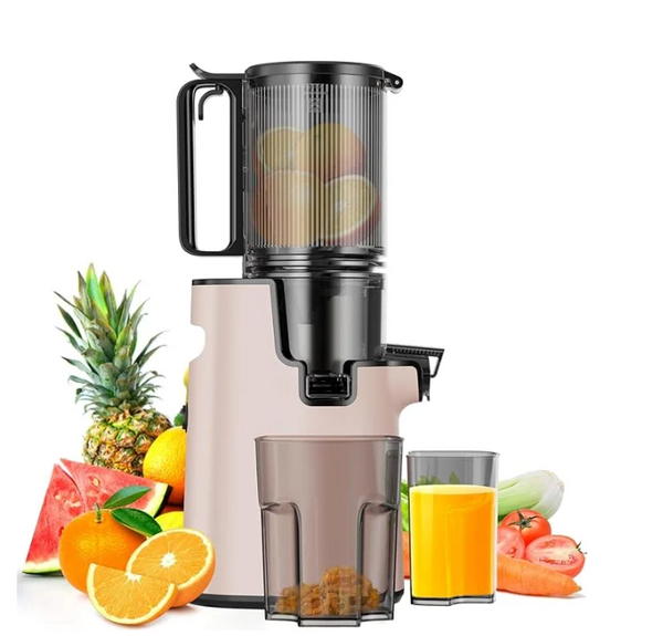 Aumpkin Cold Press Juicer, Masticating Juicer with 5.4" Wide Feed Chute, 350w Slow Juicer Machines Fit Whole Vegetables and Fruits,Juice Extractor Machine with High Juice Yield, Easy to Clean(Pink)