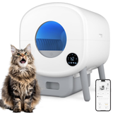 DOJOAO Self Cleaning Litter Box, Large Capacity Automatic Cat Litter Box Self Cleaning for Cats, App Control,Safety Protection, 2 Roll Garbage Bags,White & Grey