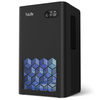 Dehumidifier for Bedroom Bathroom Basements, Dehumidifier with 2 Working Mode, Auto Shut Off, 7 Colors LED Light, Black
