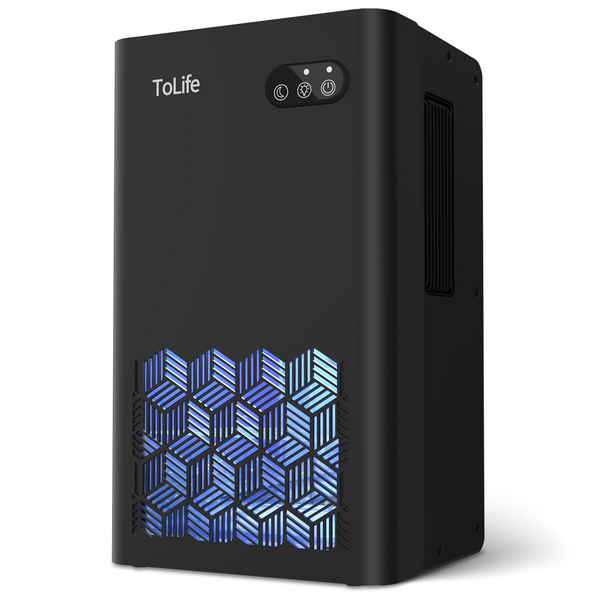 Dehumidifier for Bedroom Bathroom Basements, Dehumidifier with 2 Working Mode, Auto Shut Off, 7 Colors LED Light, Black