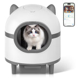Self-cleaning cat litter box for multiple cats, smart automatic cat litter box with Wifi APP control, 68L large capacity(Gray)