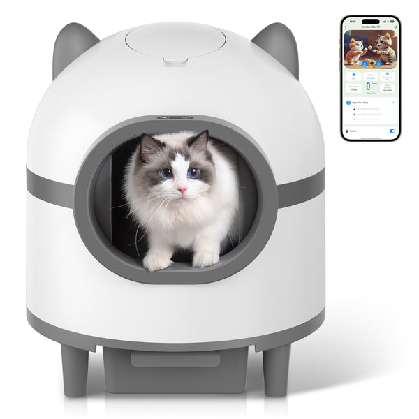 Self-cleaning cat litter box for multiple cats, smart automatic cat litter box with Wifi APP control, 68L large capacity(Gray)