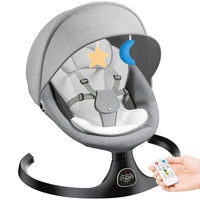 kmaier Baby Bouncer, 5 Speeds, 10 Lullabies, Adapter and Battery Powered, Indoor and Outdoor Use, Gray