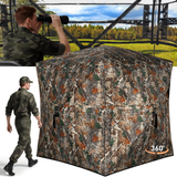 TLC Sport Hunting Blind with Carrying Bag, 270/360 Degree See Through Ground Blind, Pop Up Hunting Blind Portable Concealed Camouflage Tent for 2/3/4 Person, Camouflage