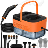 NIRGU Powerful Steam Cleaner, 1500W ,15s Heat-Up, 6-Level Touch Control Adjustment, 1.25L Water Tank, for Floors, Sofas, Windows, Kitchen Appliances, Bathrooms,Orange