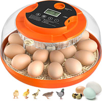 Onsju 18 Egg Incubator with Automatic Egg Turning and Humidity Control, Incubators for Hatching Eggs, Chicken, Ducks, Goose, Pigeon, Quail, Parrot Incubator for Farm, Lab, Science Classroom, Home (Orange)