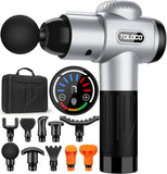Massage Gun, Deep Tissue Back Massage for Athletes for Pain Relief, Percussion Massager with 10 Massages Heads & Silent Brushless Motor, Silver
