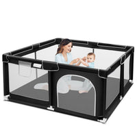 kmaier Baby Playpen, Large Travel Fence , 360° Visibility Baby Playpen,for Toddler,Black