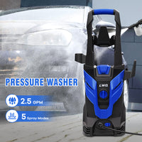 LWQ Electric Pressure Washer, 2030 PSI 2.5 GPM Power Washer with 4 Quick Connect Nozzles, High Pressure Cleaning Machine with Foam Cannon for Cars/Fences/Driveways/Patios/Home Cleaning