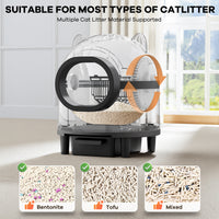 Self-cleaning cat litter box for multiple cats, smart automatic cat litter box with Wifi APP control, 68L large capacity(Black)