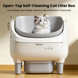 DOJOAO Self Cleaning Litter Box, 95 L Automatic Cat Litter Box Self Cleaning for Multiple Cats, with Safety Protection, App Control,1 Roll Garbage Bags,White & Grey