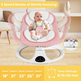NIRGU Baby Swing for Infants, Unisex Baby Bouncer, Bluetooth Music , 5 Sway Speeds, 10 Lullabies with App Remote Control，for 0-18 months，Pink