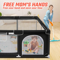 kmaier Baby Playpen with Anti-Slip Mat for Indoor and Outdoor Playard Kids Activity Center with Gate, Portable Baby Fence Area for Babies and Toddlers, Black