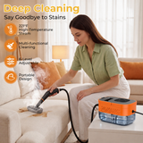 NIRGU Powerful Steam Cleaner, 1500W ,15s Heat-Up, 6-Level Touch Control Adjustment, 1.25L Water Tank, for Floors, Sofas, Windows, Kitchen Appliances, Bathrooms,Orange