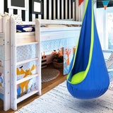 Y- STOP Kids Pod Swing Seat, Hanging Hammock Chair Swing with Inflatable Pillow, Sensory Swing Chair with Pocket for Outdoor and Indoor (Blue and Green)