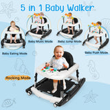 XIOYIG 5 in 1 Baby Walker, Music and Lights Walker for Baby Boy Girls 6-18 Months, Foldable Baby Walkers with Wheels and Bouncer Combo Portable, Toddler Infant Walker with Adjustable Height