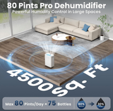 DARKIRON Dehumidifier for Home, MAX 80 Pint, 4500 Sq.Ft with Drain Hose, Humidity Control and Auto Shut-off, Quiet Smart Compressor for Home, Garage and Large Rooms