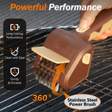 Lrly Electric Grill Brush for Outdoor Grill, Cordless Electric Grill Cleaner, Rechargeable Grill Cleaning Stainless Steel Brush, Grill Scraper, BBQ Accessories Brown
