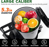 Aumpkin Cold Press Juicer, Masticating Juicer with 5.4" Wide Feed Chute, 350w Slow Juicer Machines Fit Whole Vegetables and Fruits,Juice Extractor Machine with High Juice Yield (Iron Gray)