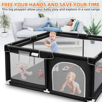 kmaier Baby Playpen, Large Travel Fence , 360° Visibility Baby Playpen,for Toddler,Black